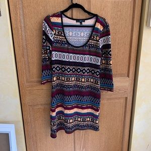 Aztec Print Body-con Midi Dress